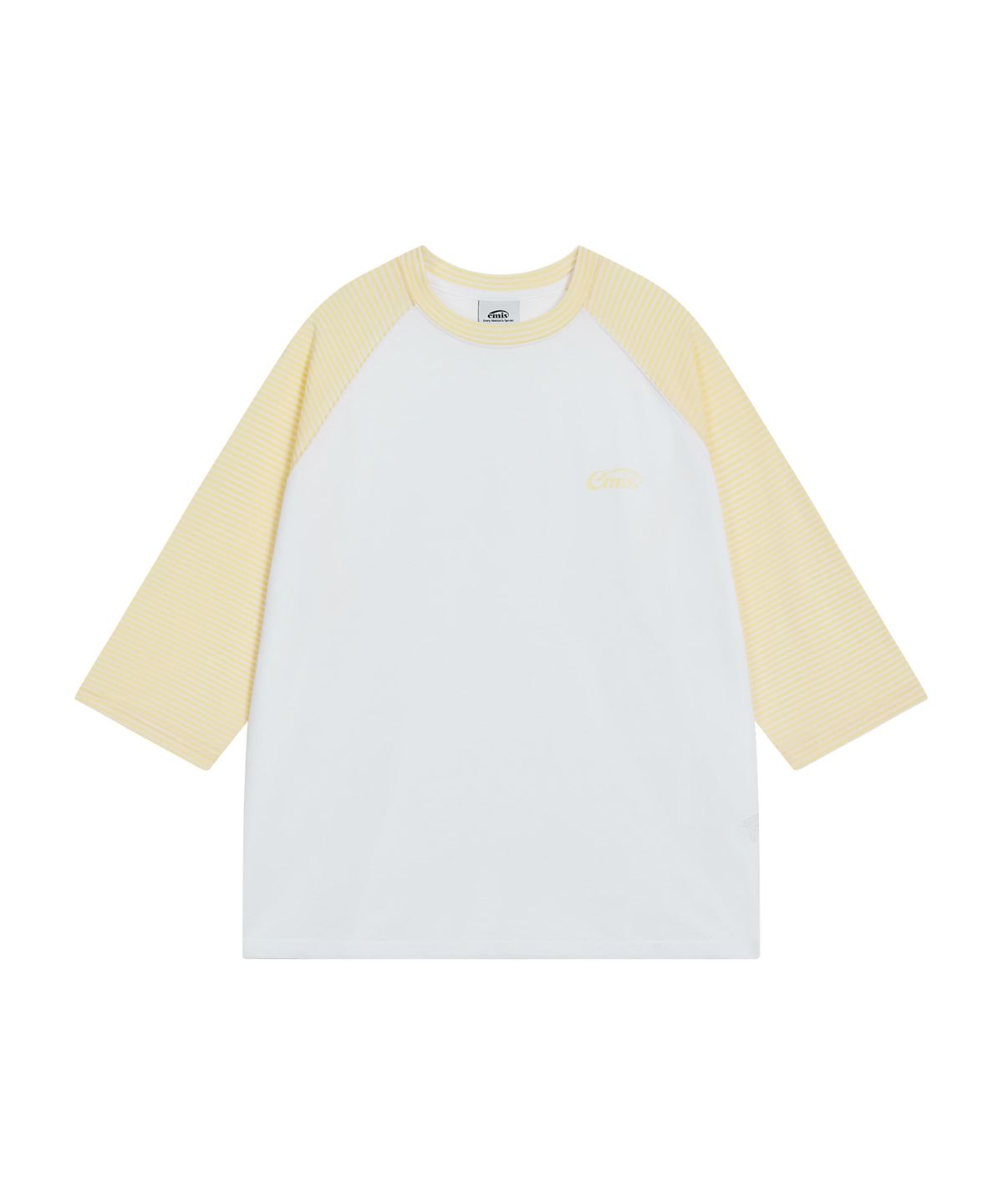 이미스(EMIS) STRIPE RAGLAN SLEEVE T-SHIRT-YELLOW