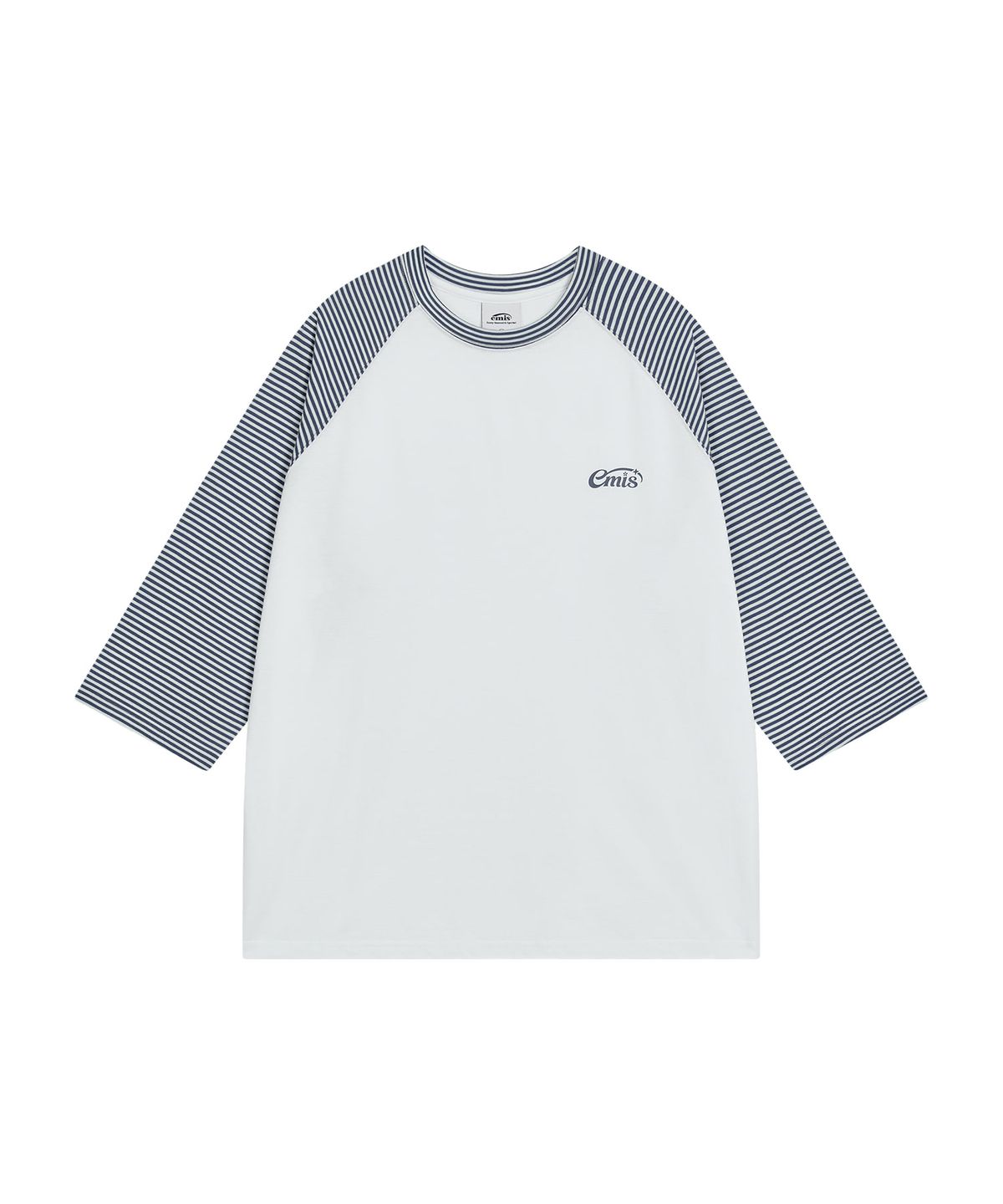 이미스(EMIS) STRIPE RAGLAN SLEEVE T-SHIRT-NAVY