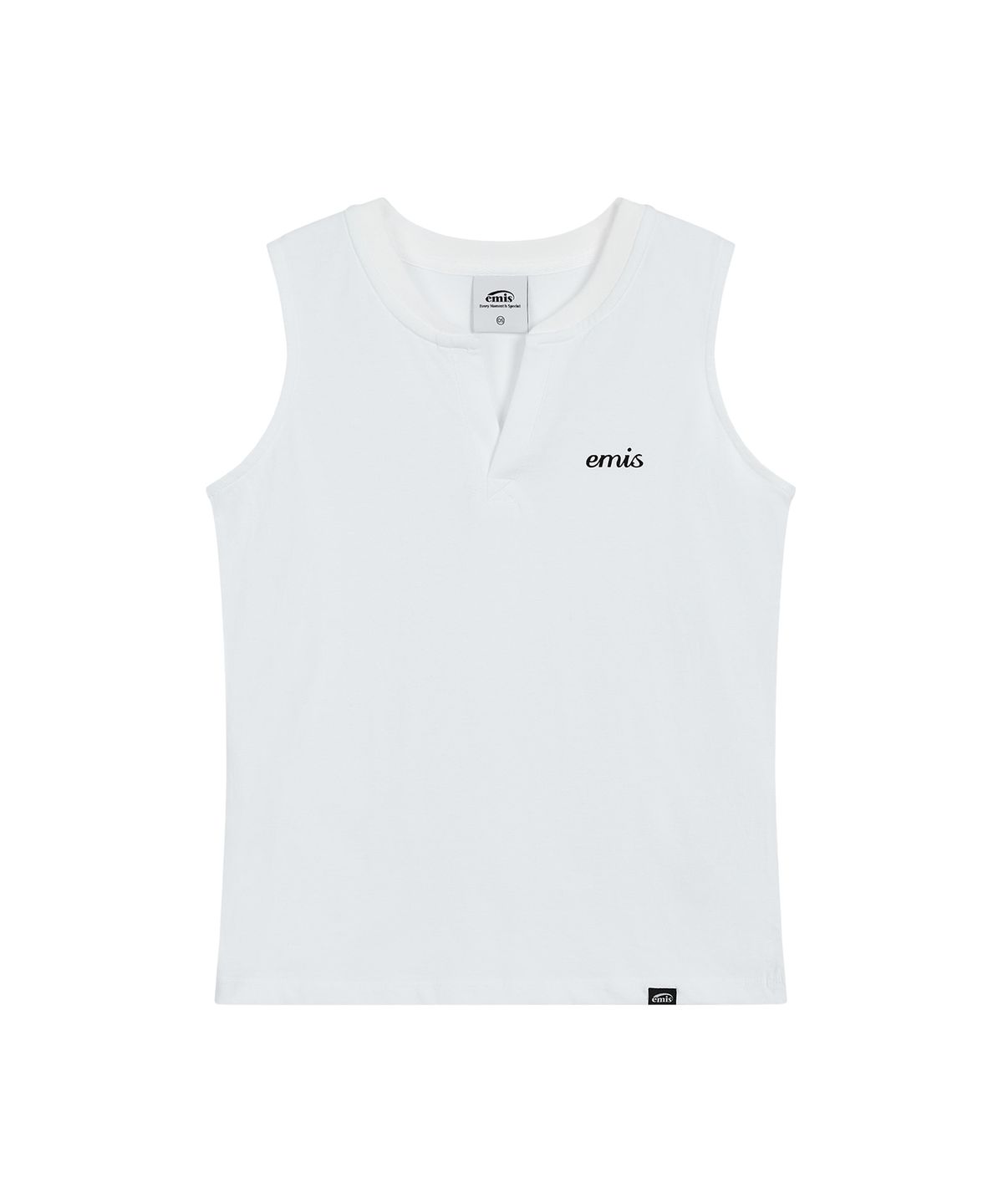 이미스(EMIS) (W) HENLEY NECK SLEEVELESS TOP-WHITE
