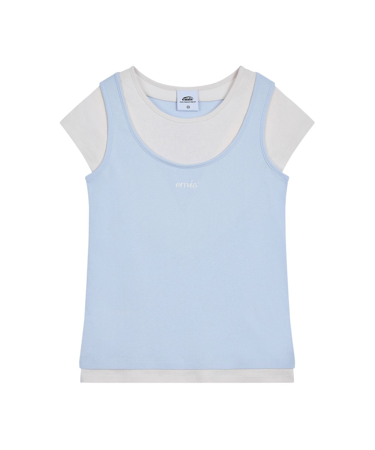 이미스(EMIS) (W) LAYERED-LIKE T-SHIRT-PASTEL BLUE