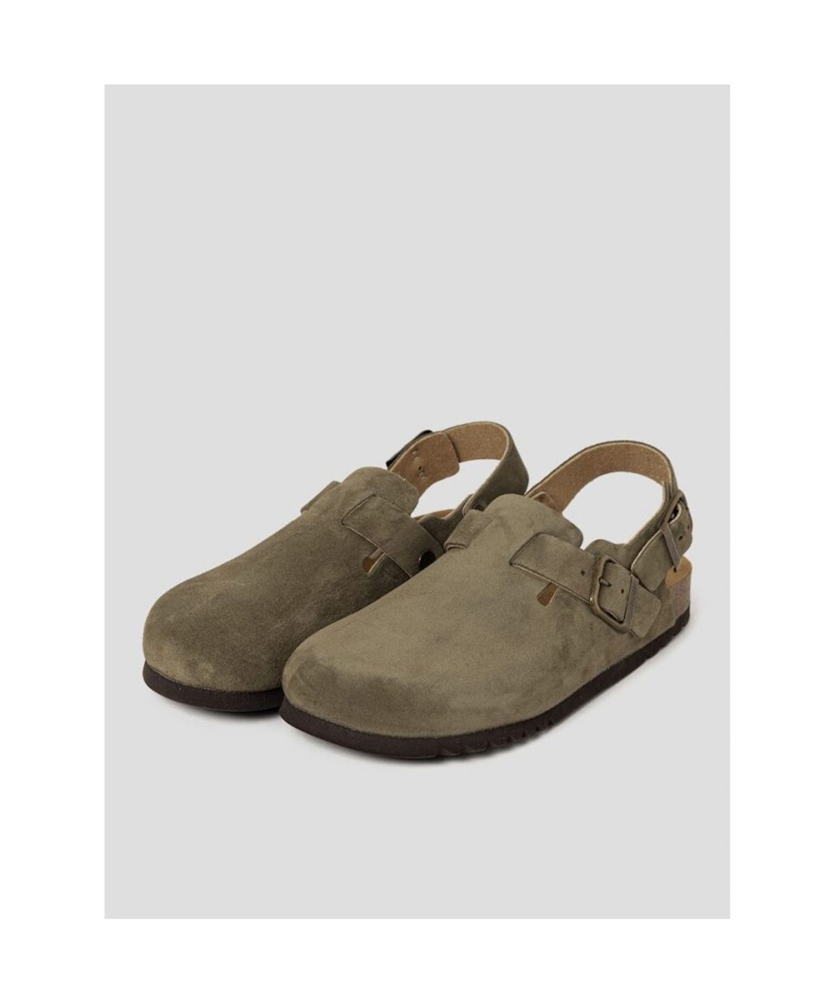 숄(SCHOLL) (MEN) 백스트랩 스웨이드 코르크 크로그  카키 (HH64K1C80H)