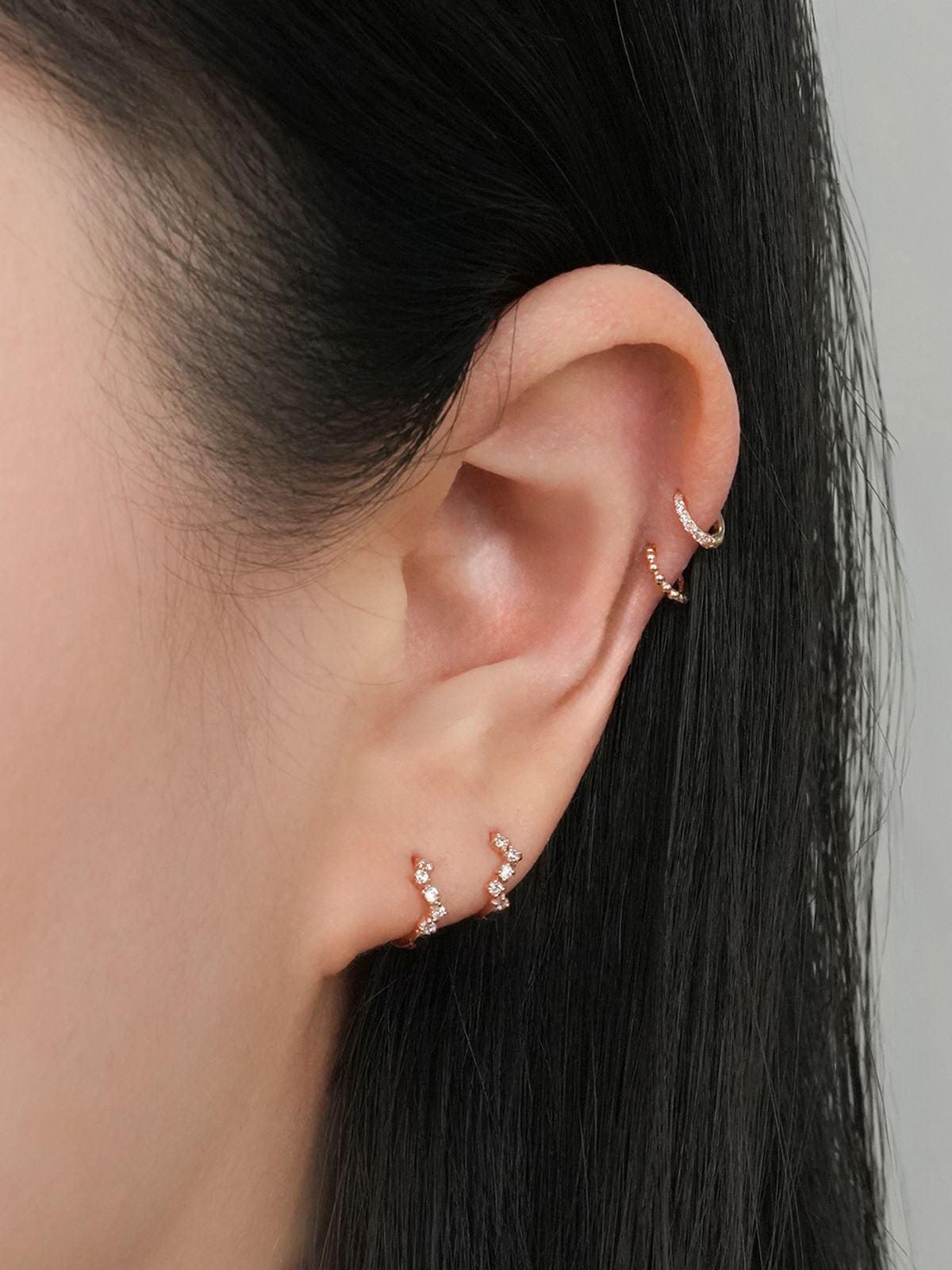 미니멀피어싱(MINIMALPIERCING) 14K 미니 볼 큐빅 세그먼트 귓바퀴 링 피어싱 귀걸이