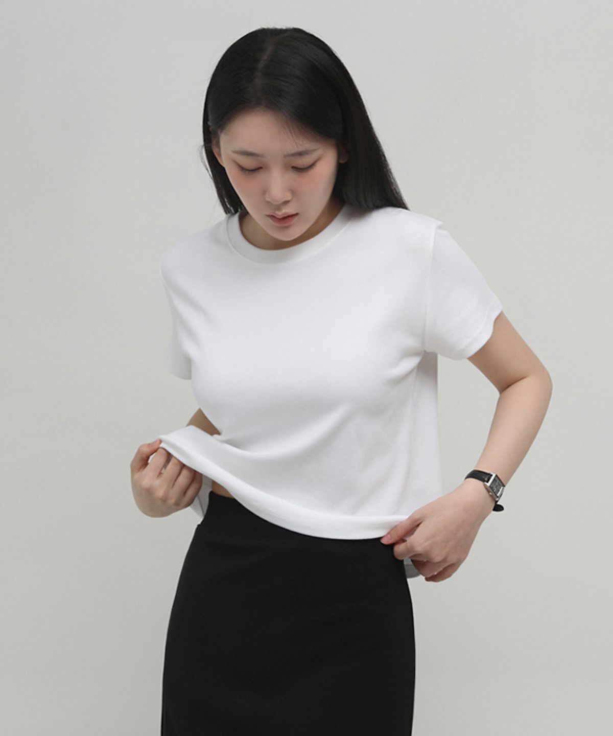 엘뮤즈(LMUSE) ROUND T-SHIRT.007 -모달원단/ Enzyme Washing/2color