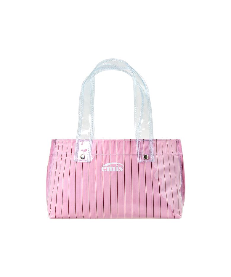 CLEAR STRIPE MINI TOTE BAG-PINK