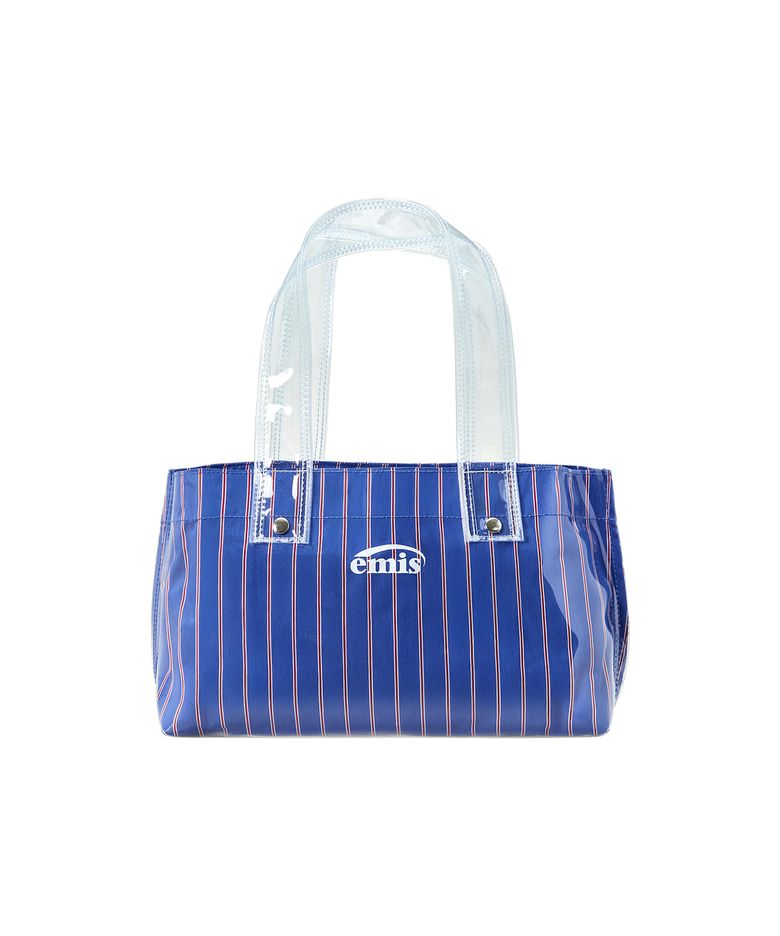 CLEAR STRIPE MINI TOTE BAG-BLUE