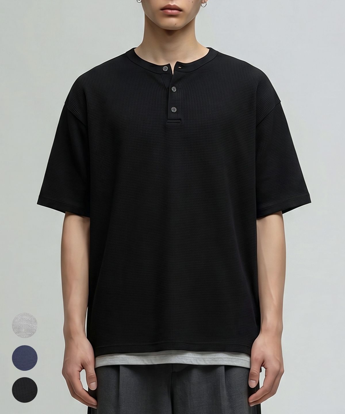 베리베인(VERYVAIN) GRID WAFFLE HENLEY KNIT- 3 COLOR