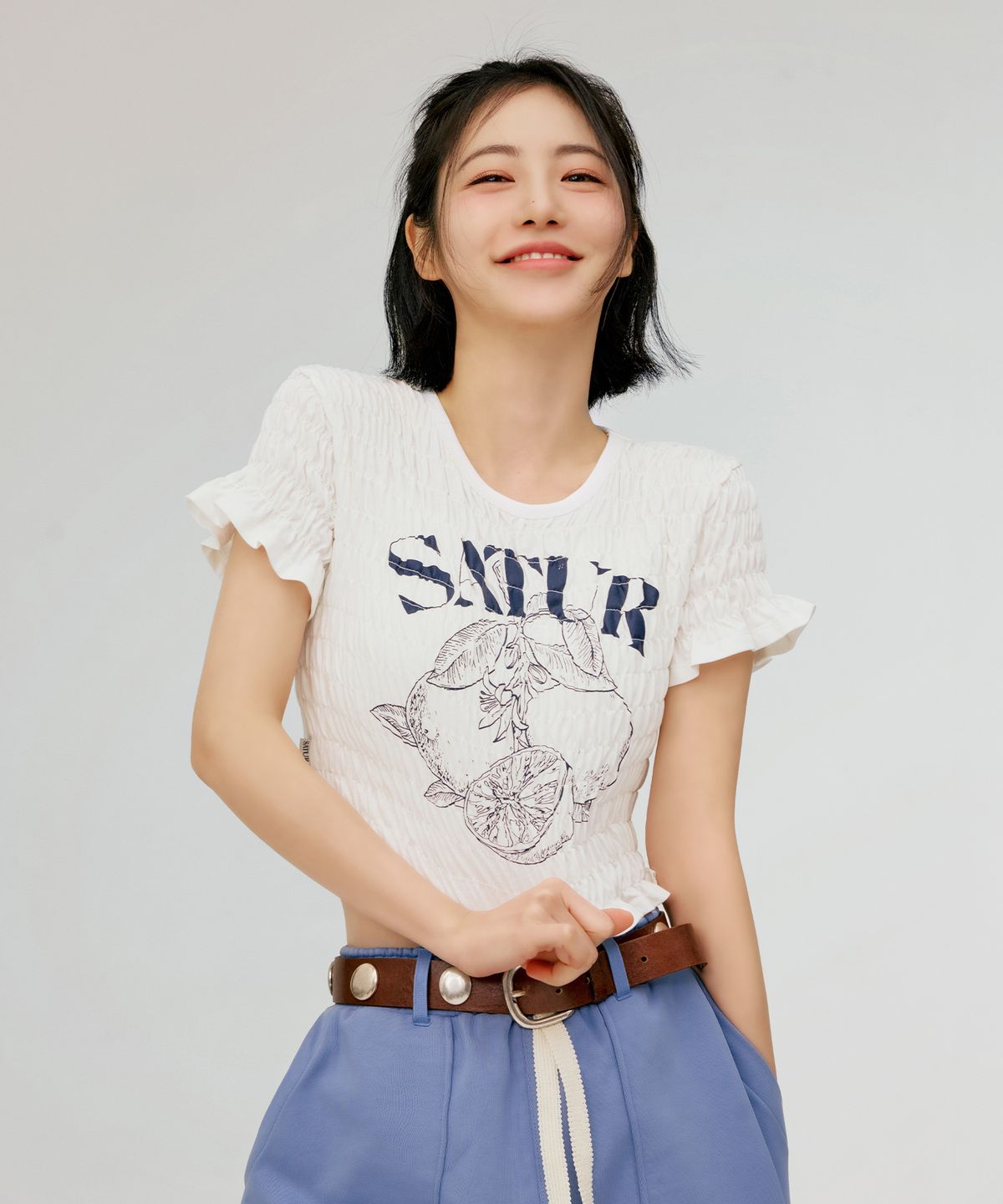 세터(SATUR) (W) 시트론 스모킹 반팔 티셔츠 화이트