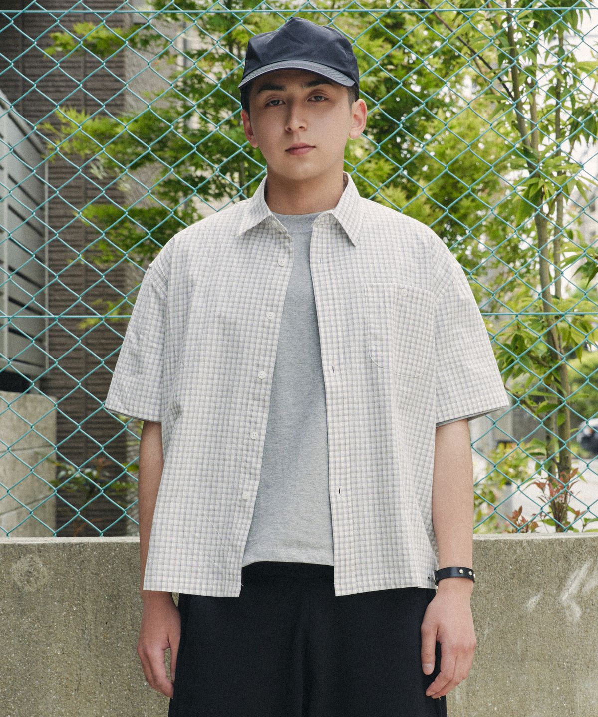 제로(XERO) 하프 크롭 체크 셔츠 [아이보리]
