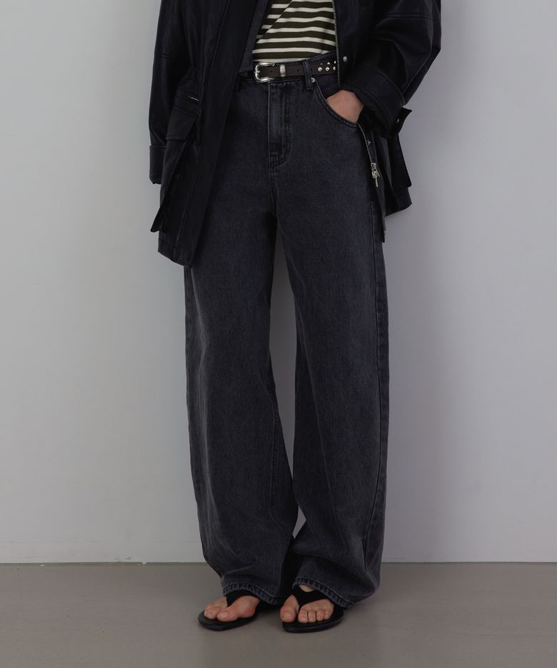 Edit Curved Silhouette Denim Pants_Dark Gray_4colors