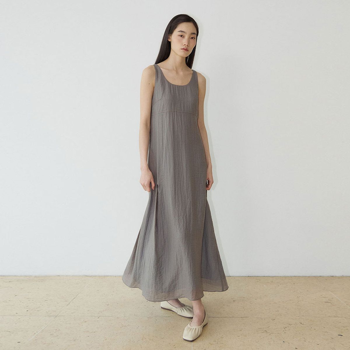 퍼블리카엑스(PUBLICKA X) RIPPLE LONG DRESS GRAY