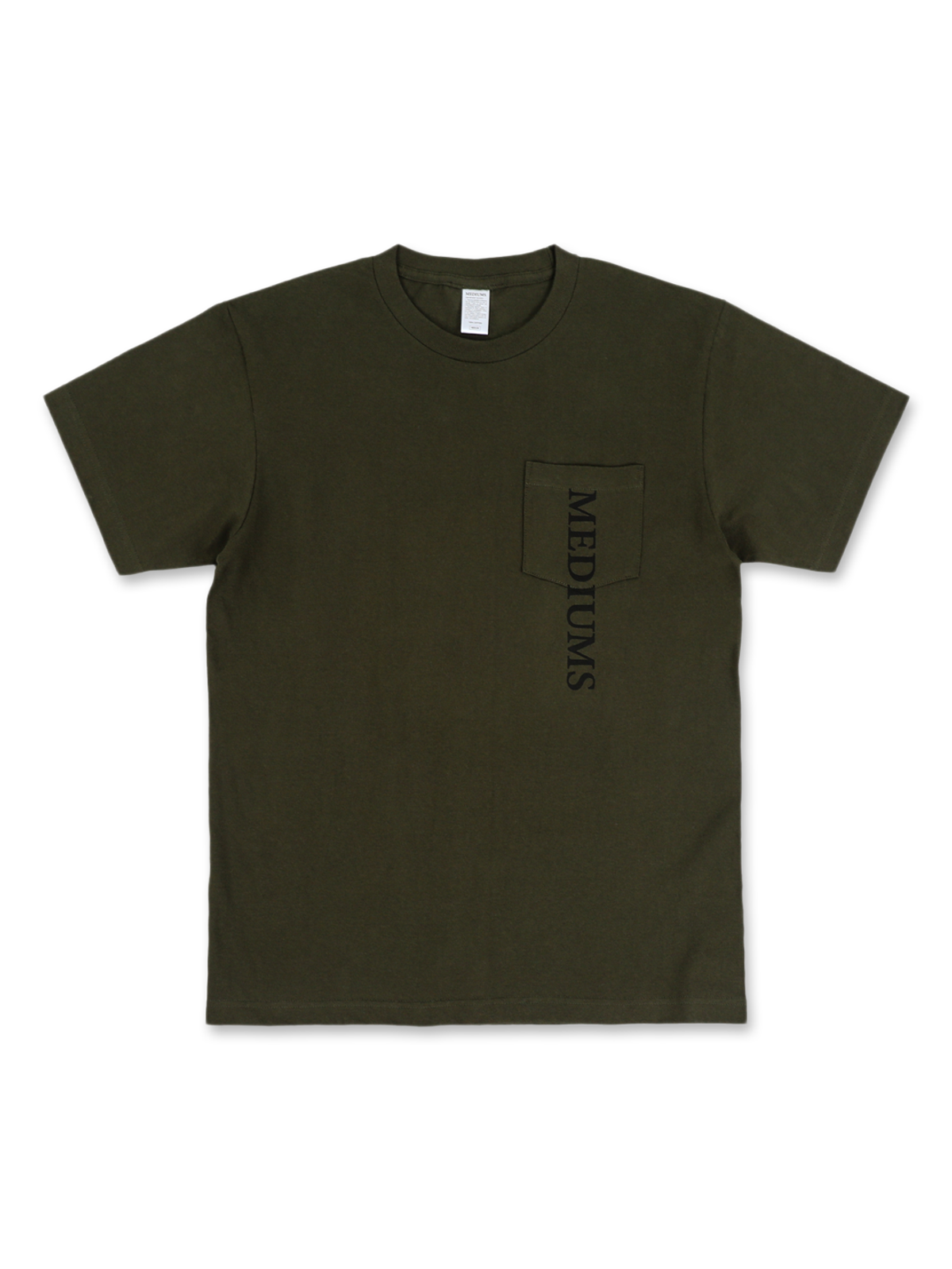 미디엄스(MEDIUMS) Vertical Logo Pocket Tee - Olive(버티컬 로고 포켓 티셔츠)
