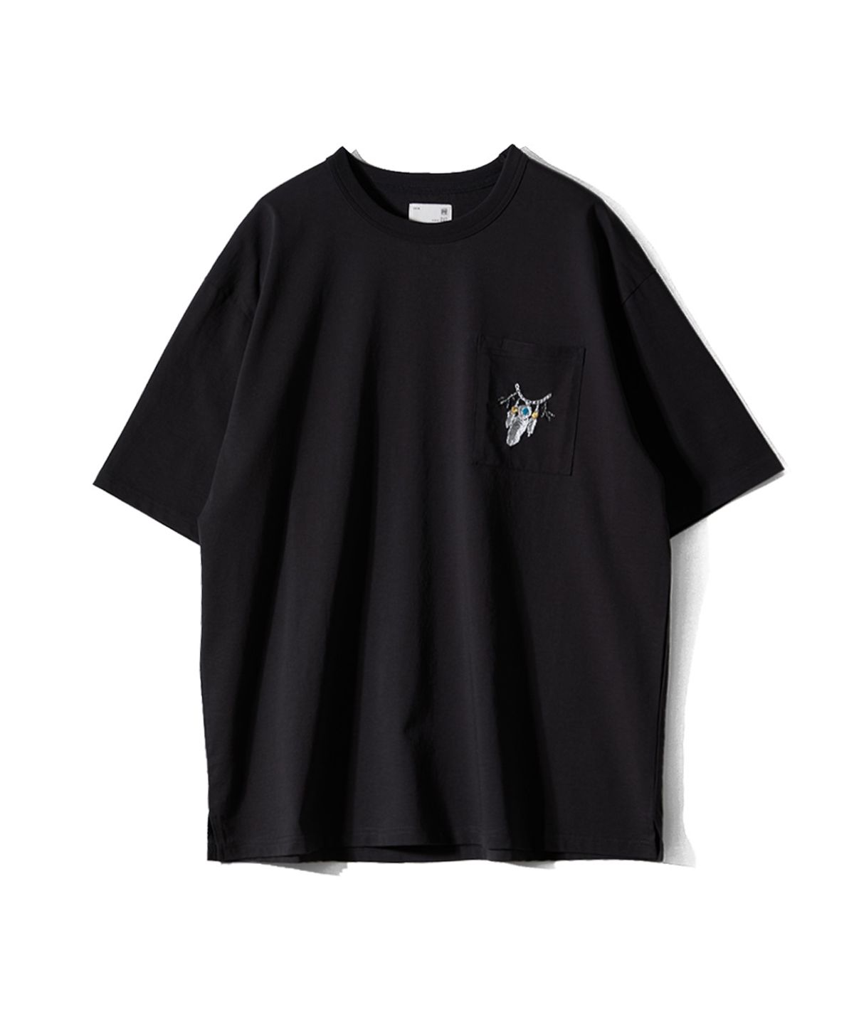 홀리선(HORLISUN) Lawrence Short Embroidery T-shirt - Eagle talon & Feather Black