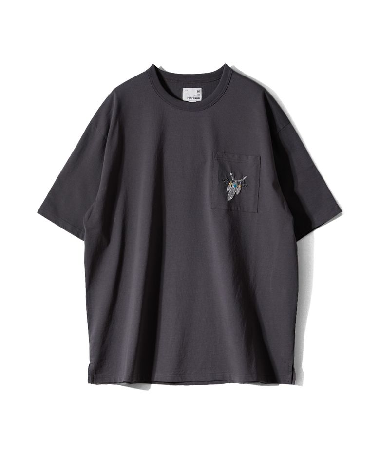Lawrence Short Embroidery T-shirt - Eagle talon & Feather Charcoal