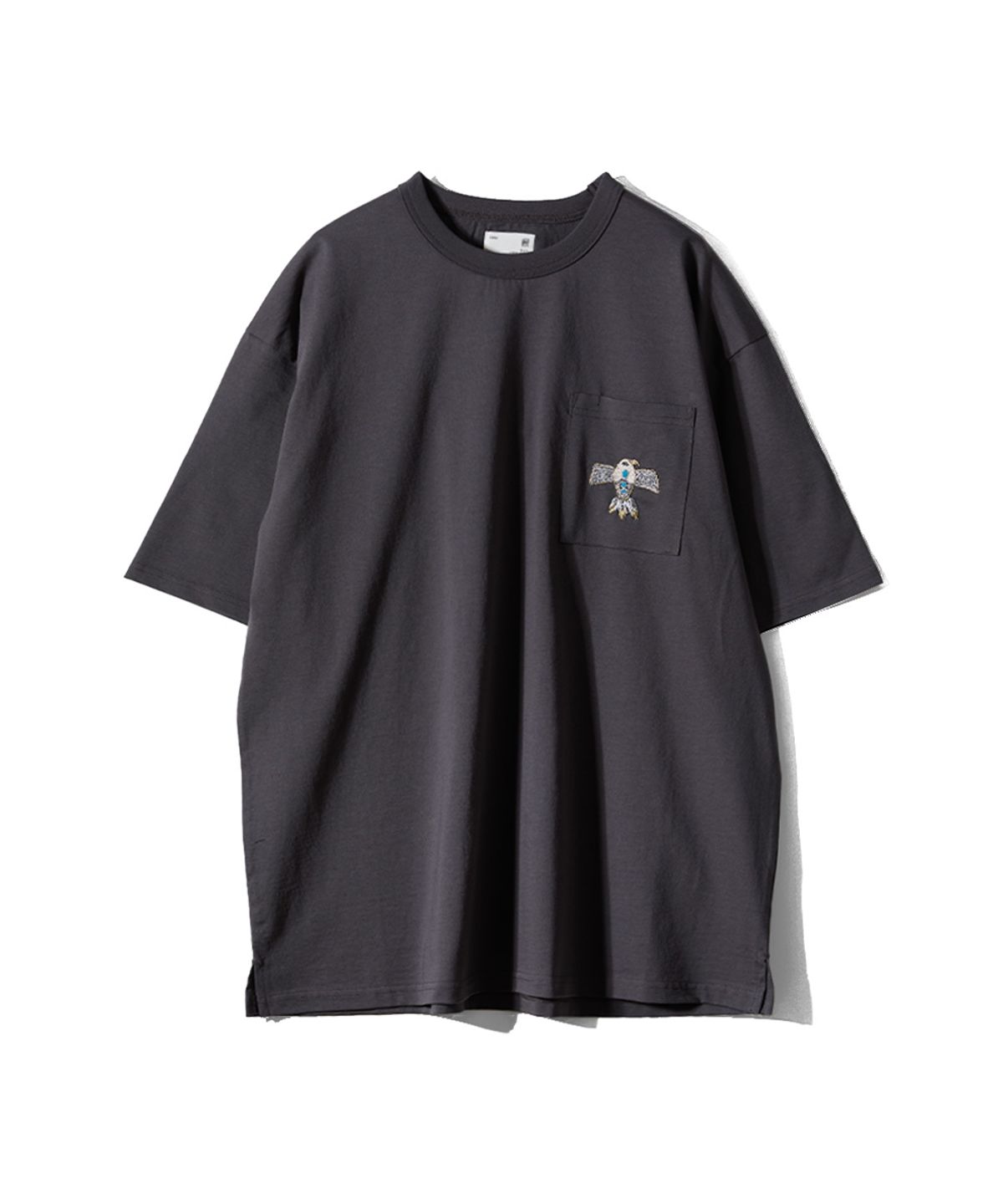 홀리선(HORLISUN) Lawrence Short Embroidery T-shirt - Thunderbird Charcoal