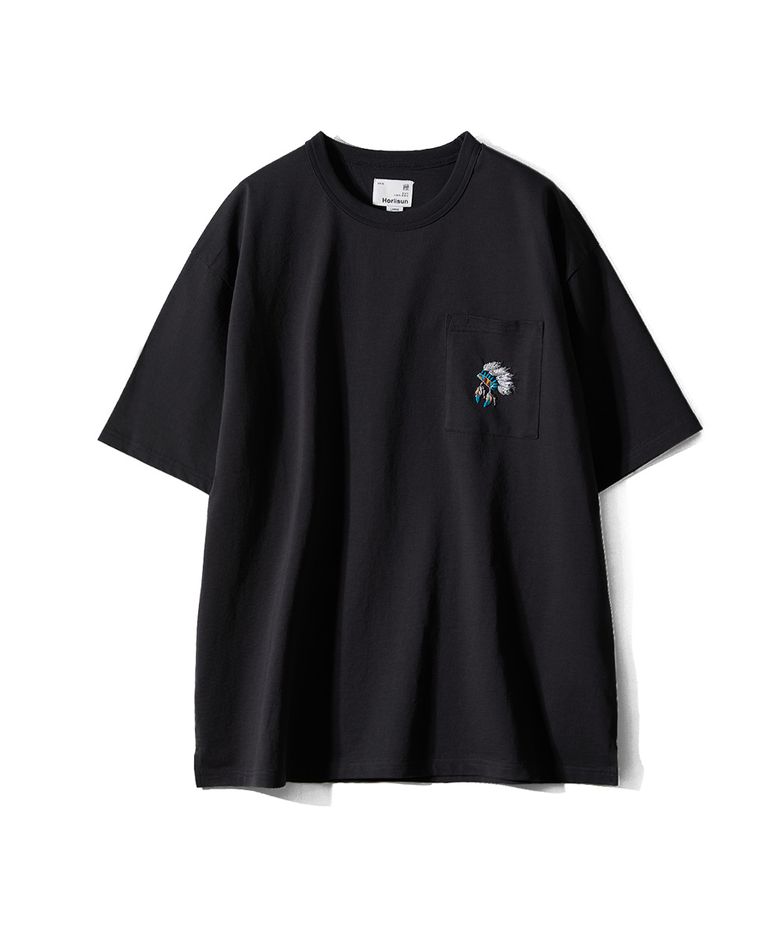 Lawrence Short Embroidery T-shirt - Native American Black