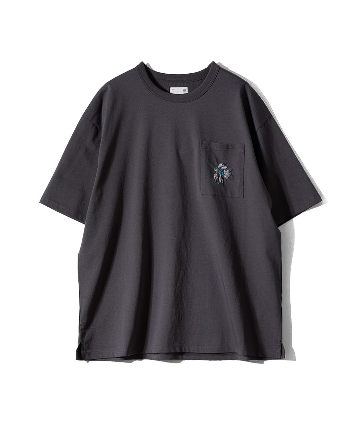 홀리선(HORLISUN) Lawrence Short Embroidery T-shirt - Native American Charcoal