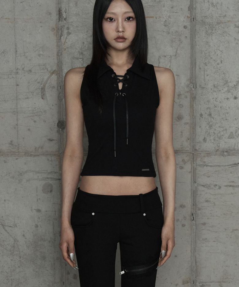 Halter Back Circle Corset Collar Sleeve (Black)