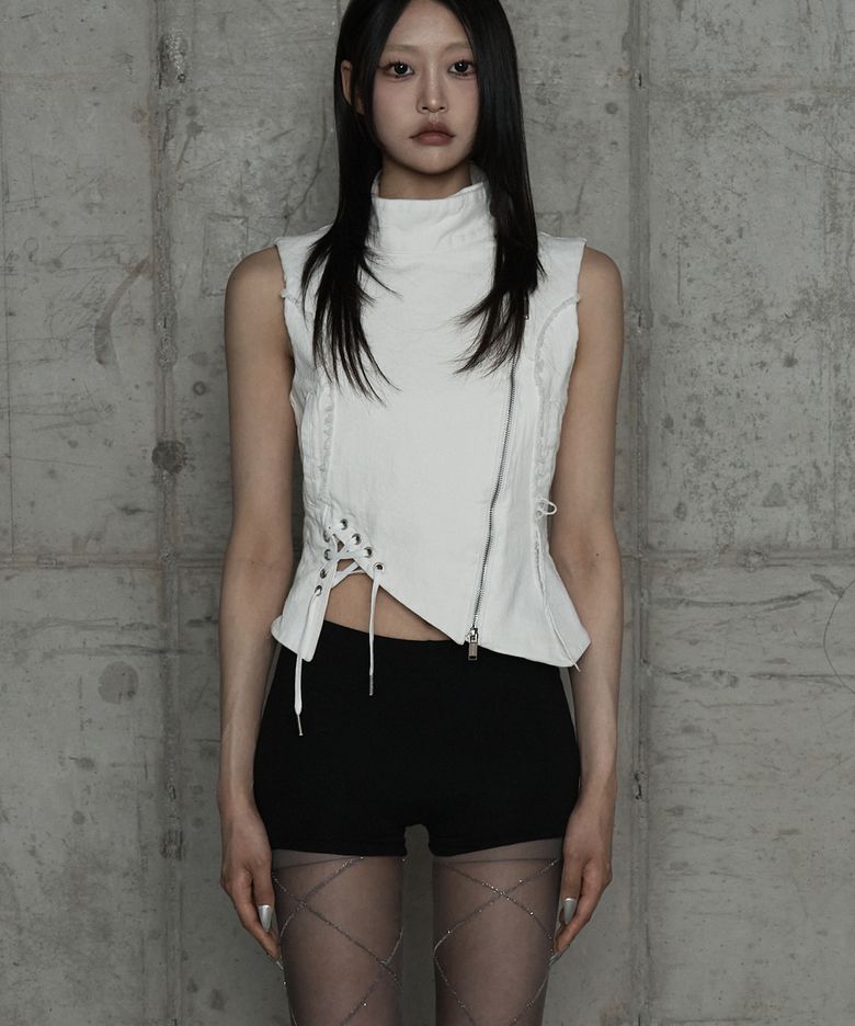 Diagonal Corset Vest (White)