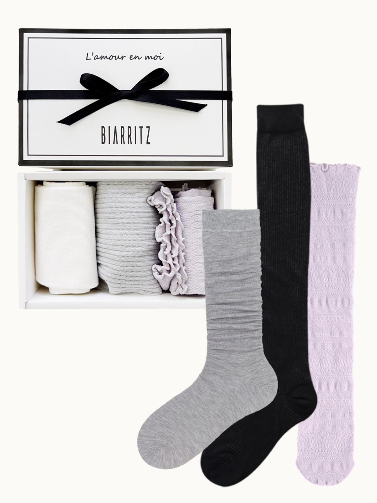 비아리츠(BIARRITZ) [3PACK][선물세트] 레이 캐시 차밍 레이스 시스루 삭스 양말