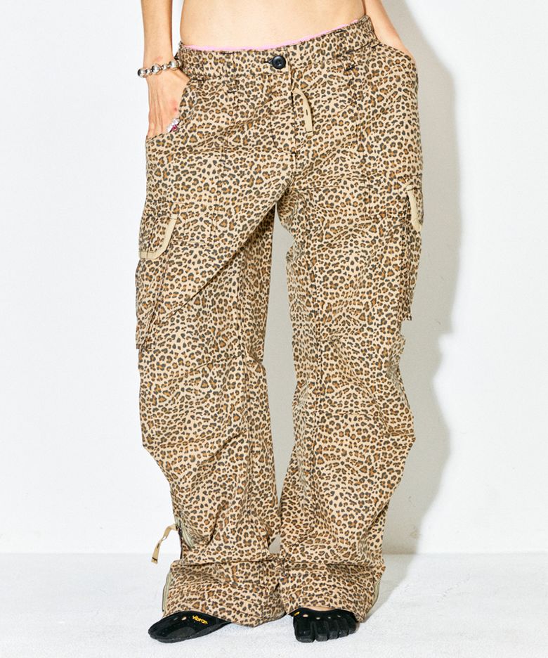 Lightweight Coated Cargo Pants Leopard