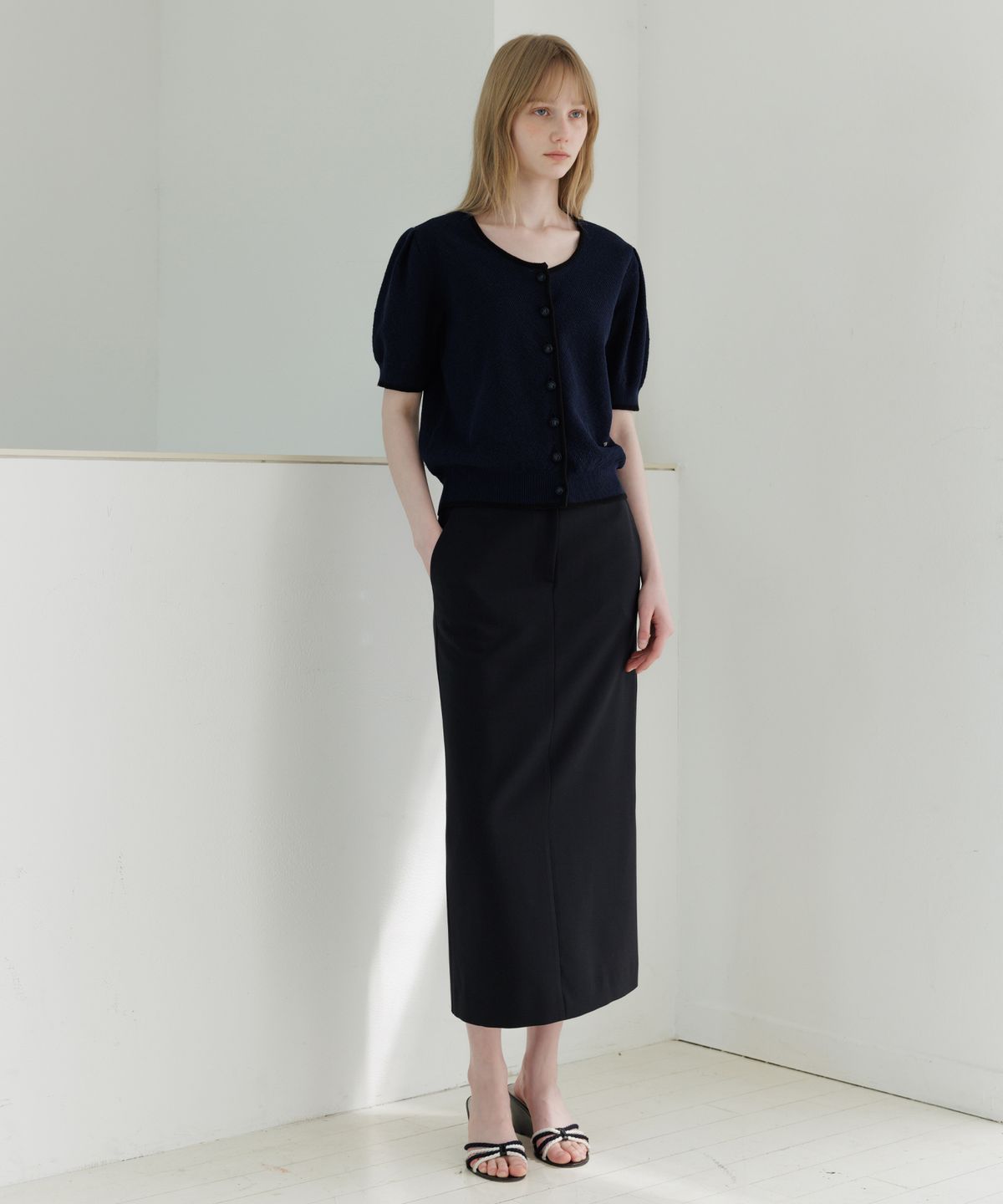 르메메(LEMEME) Elie Line Maxi Skirt_2colors