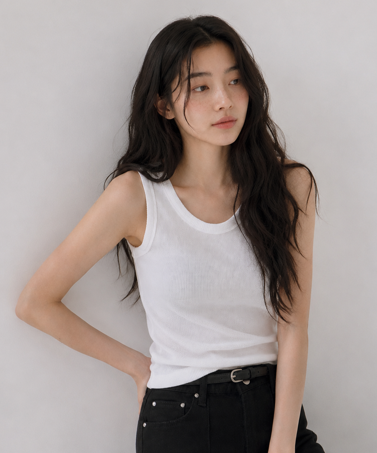 사유(SAYUU) 소프트 와플 슬리브리스 화이트