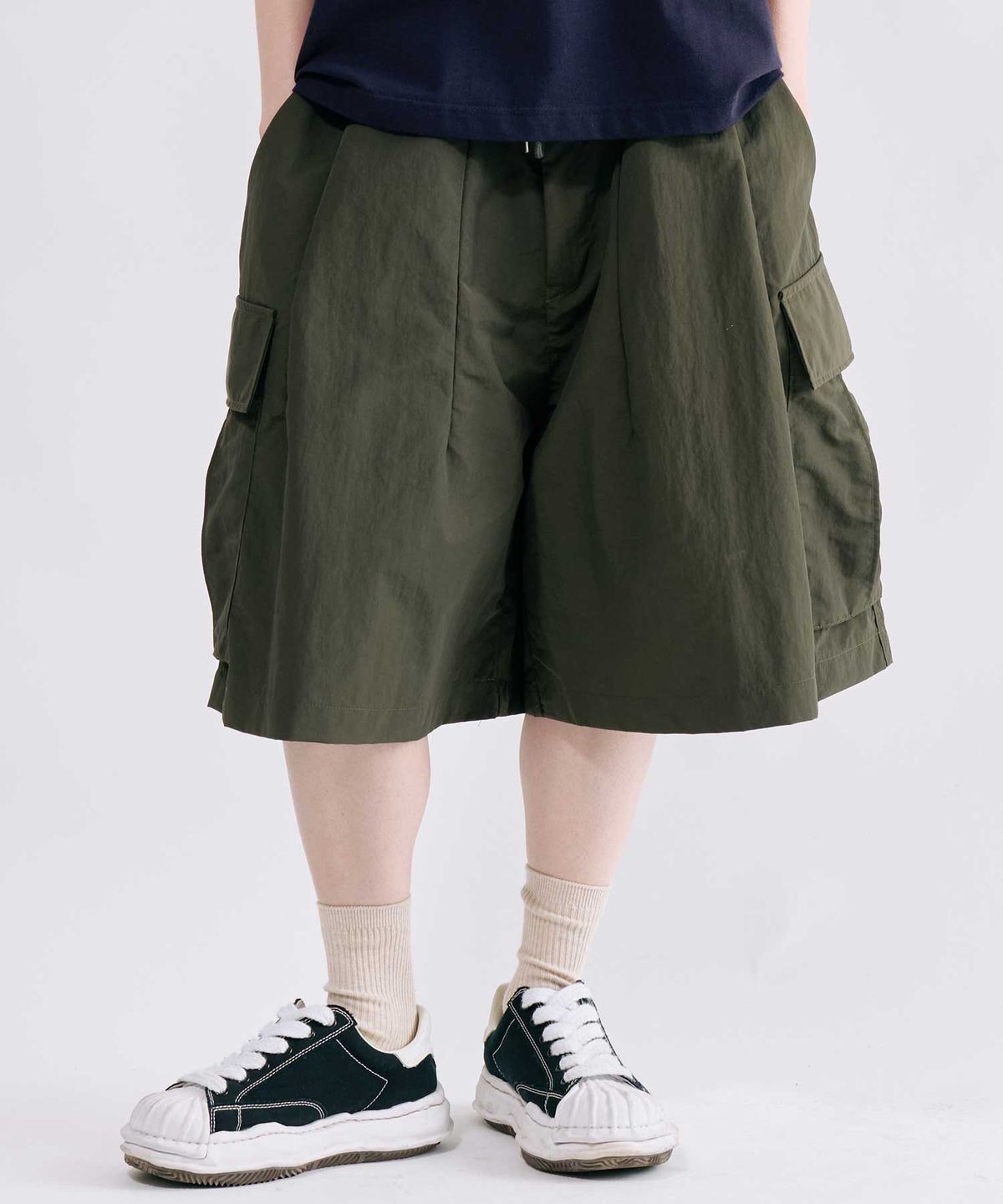 스미스아머(SMITHARMOR) [UNISEX] 러프 나일론 카고 버뮤다 하프 팬츠_카키