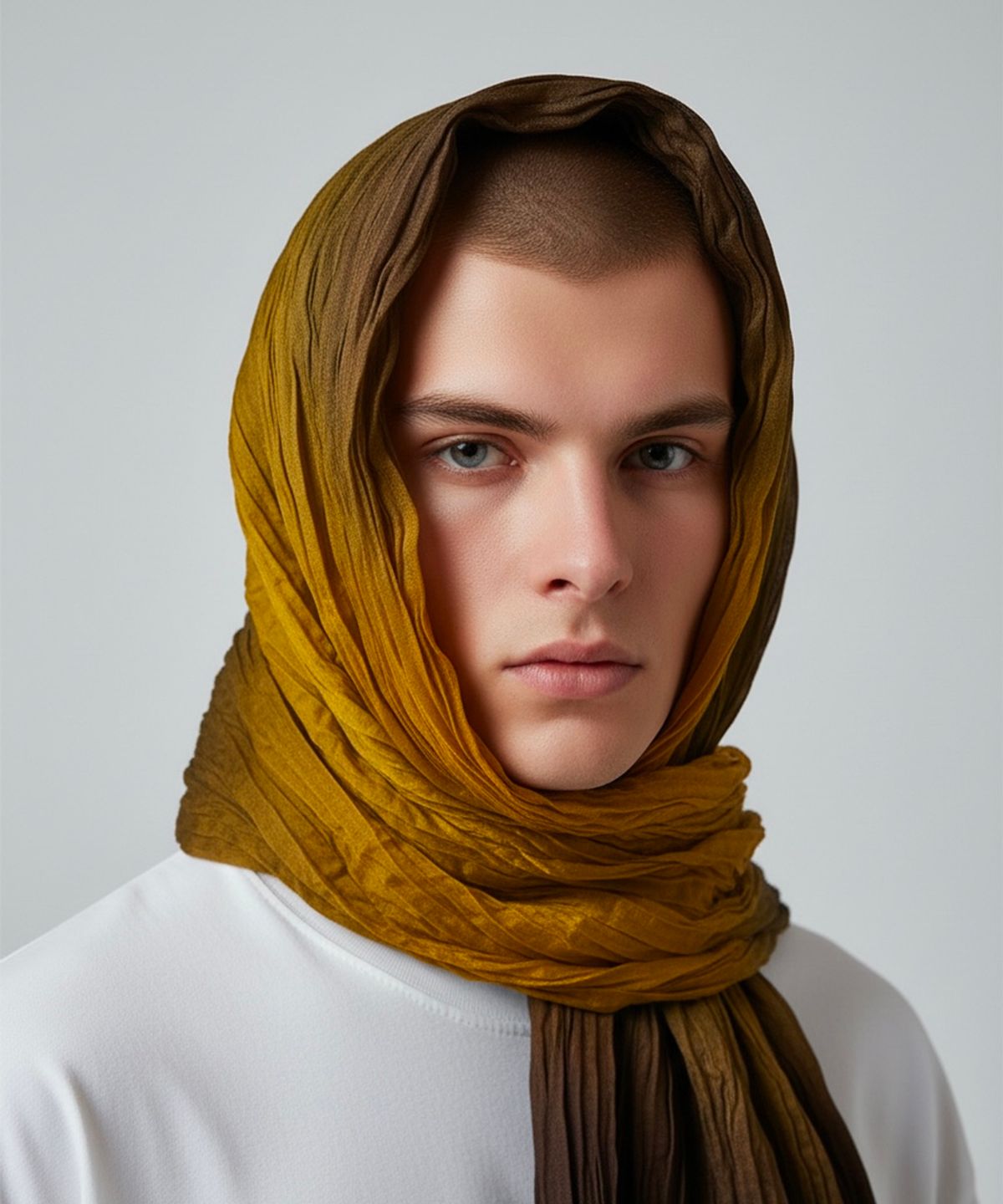 본슬리피(BORN SLIPPY) Soft Crinkle Fade Dye Scarf (Mustard Smoke)