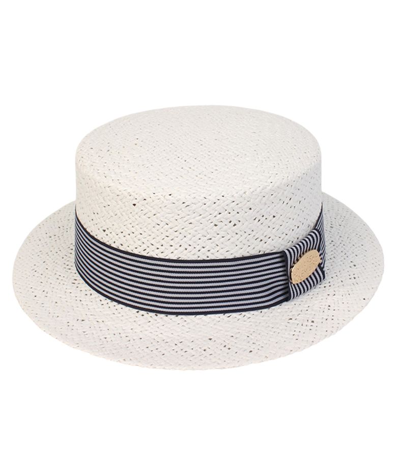 Stripe Line White Short Panama Hat 파나마햇