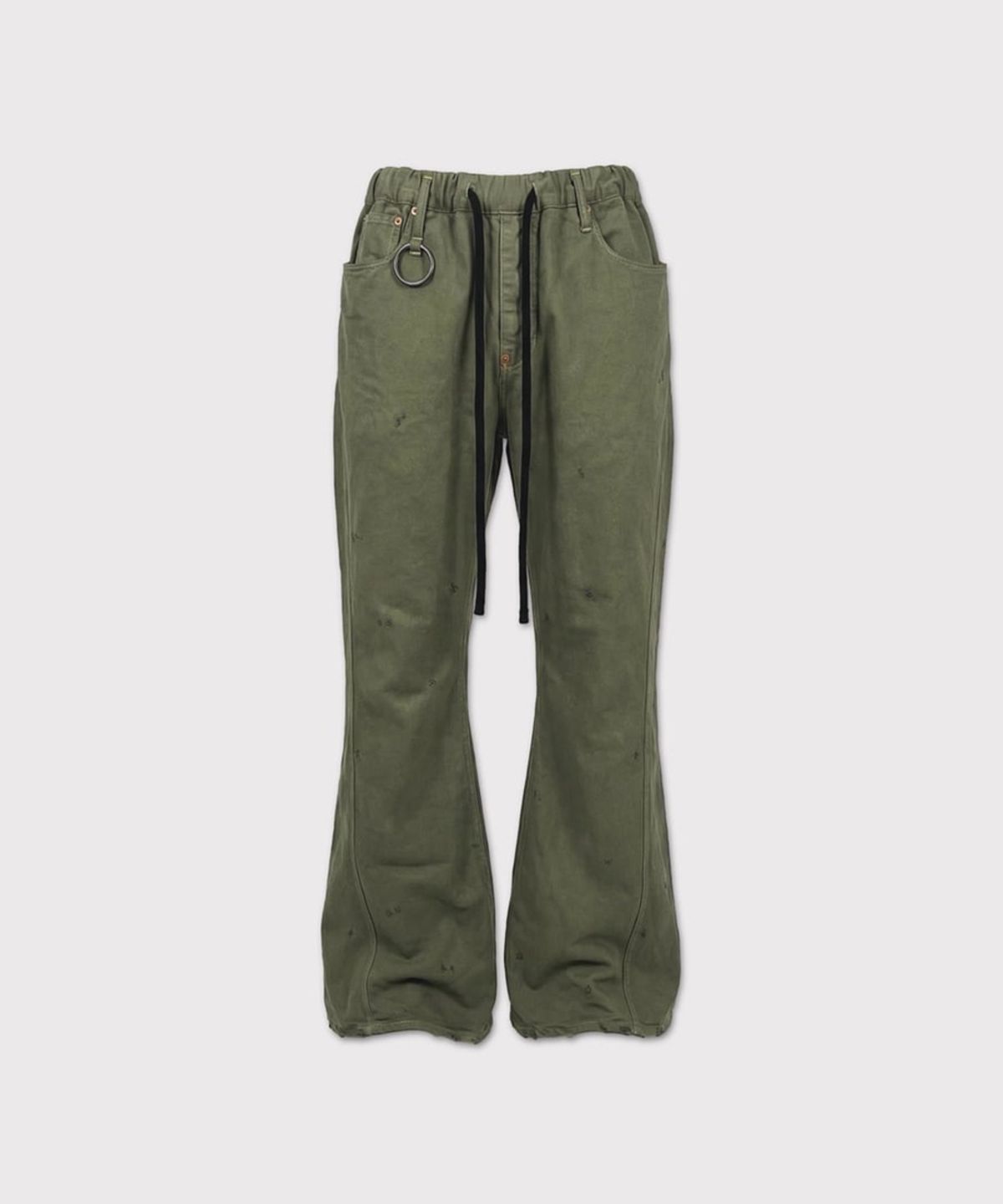 마이너스(MINUS) Home Flare Jeans With Damaged(INLAY DENIM) - OLIVE