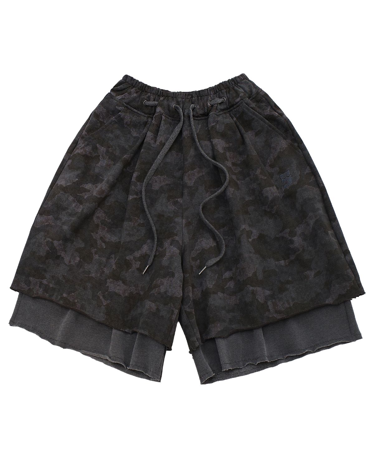 어낫띵(A NOTHING) VINTAGE CAMO LAYERED 1/2 PANTS (Charcoal)