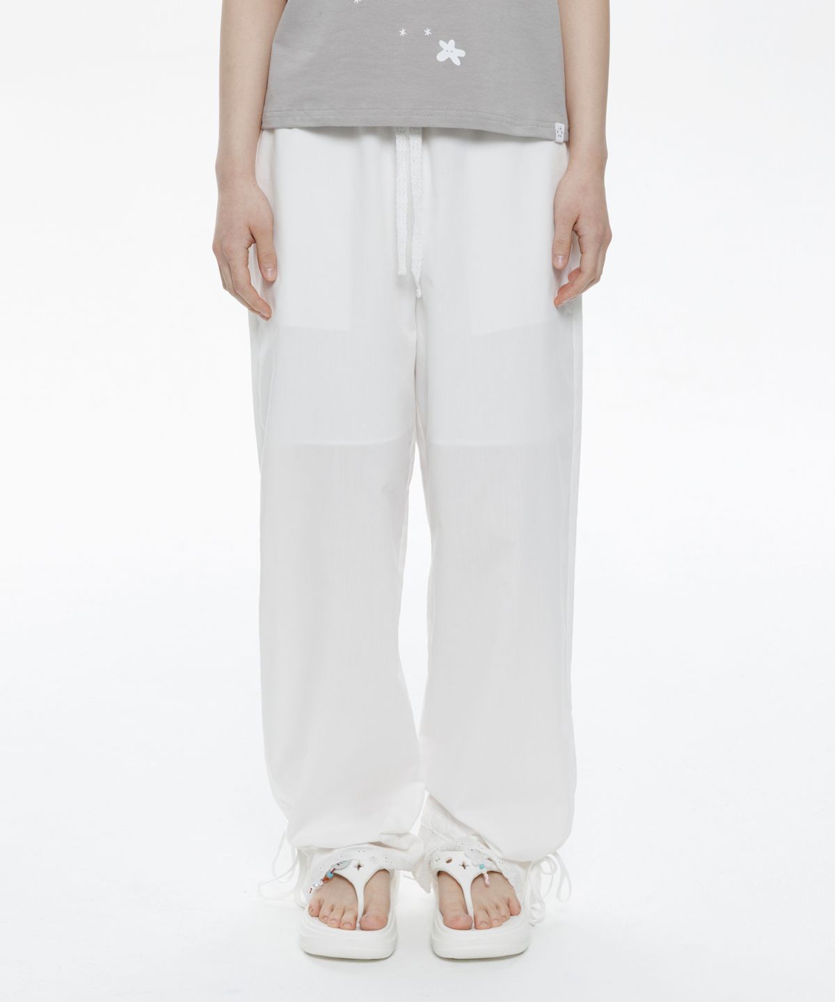 오헤시오(OHESHIO) LACE STRING PANTS, WHITE