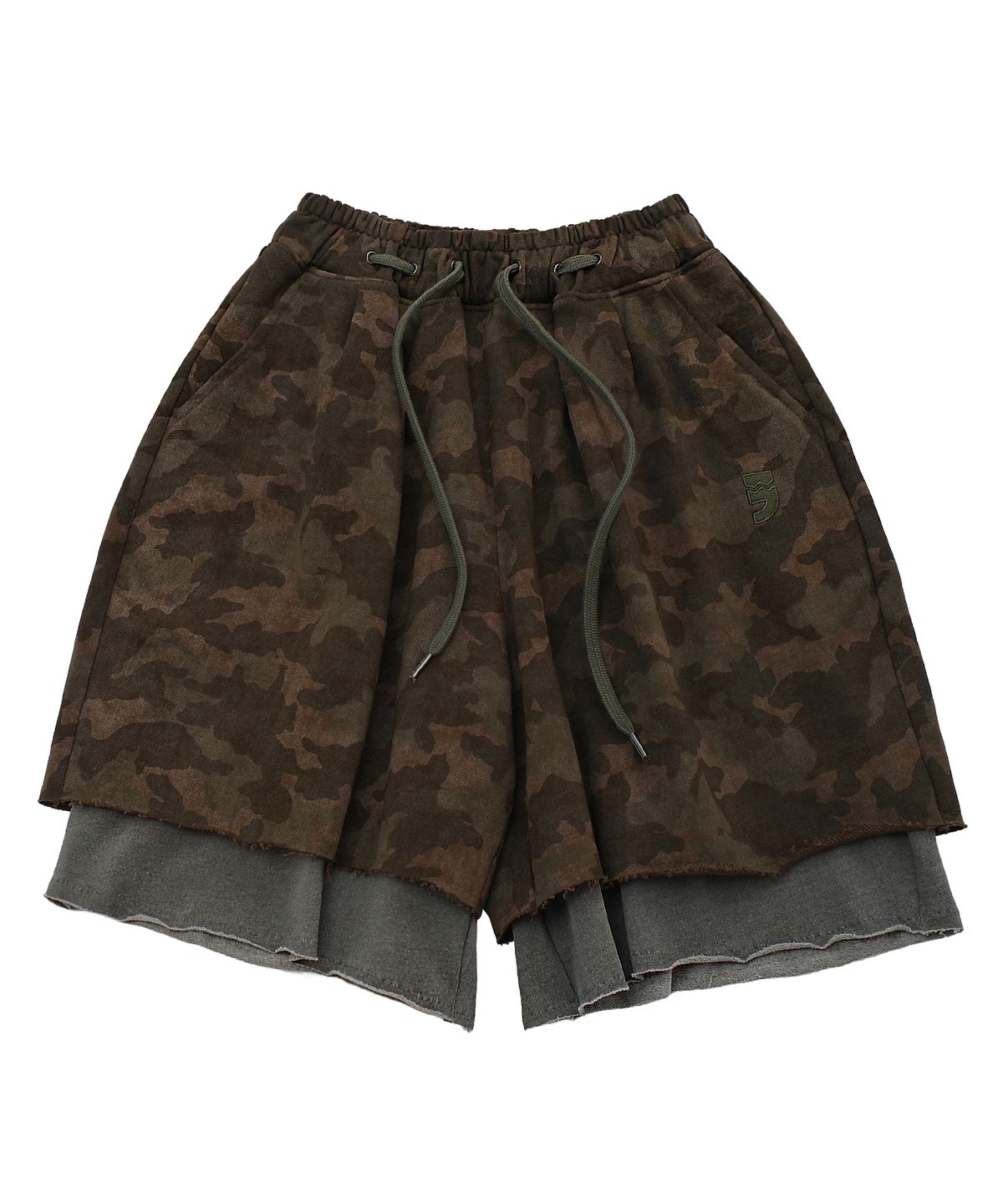 어낫띵(A NOTHING) VINTAGE CAMO LAYERED 1/2 PANTS (Khaki)
