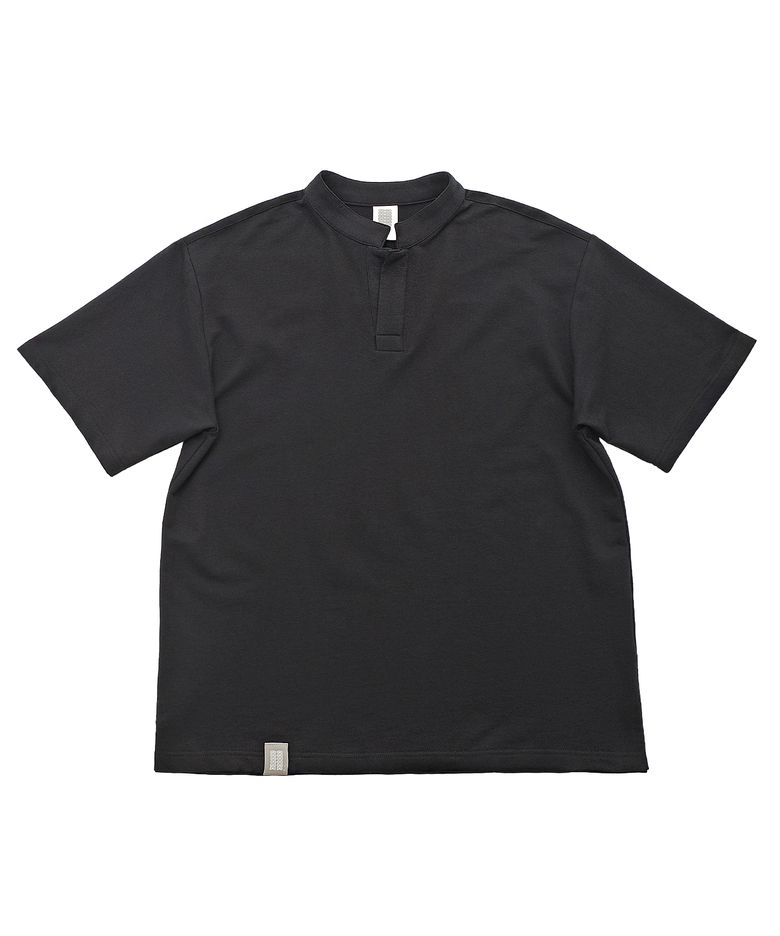 S-C OPEN HENLEY-NECK 1/2 TEE (Black)