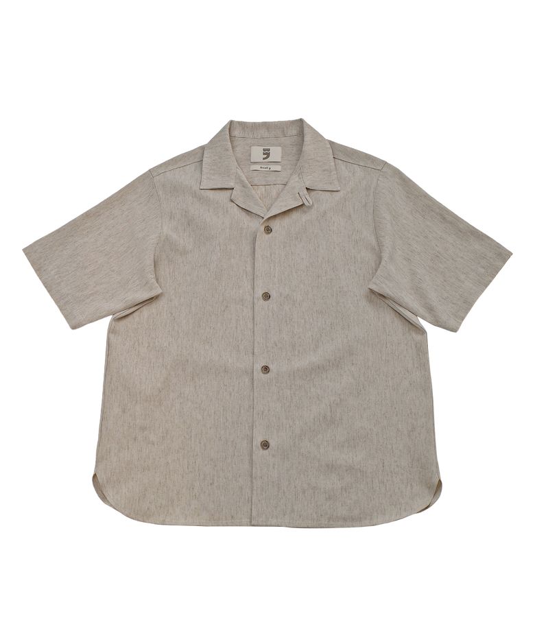 HERRINGBONE LINEN TAILORED 1/2 SHIRT (Oatmeal)