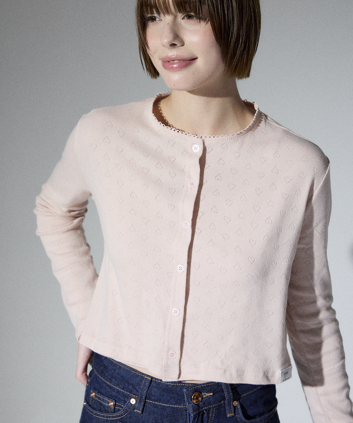 알리에나(ALIENAR) love lace color cardigan set(PINK)