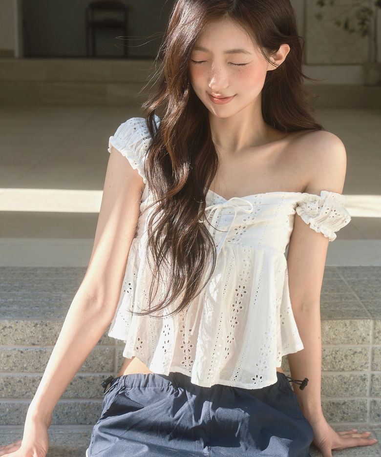 Angelo punching blouse - WHITE