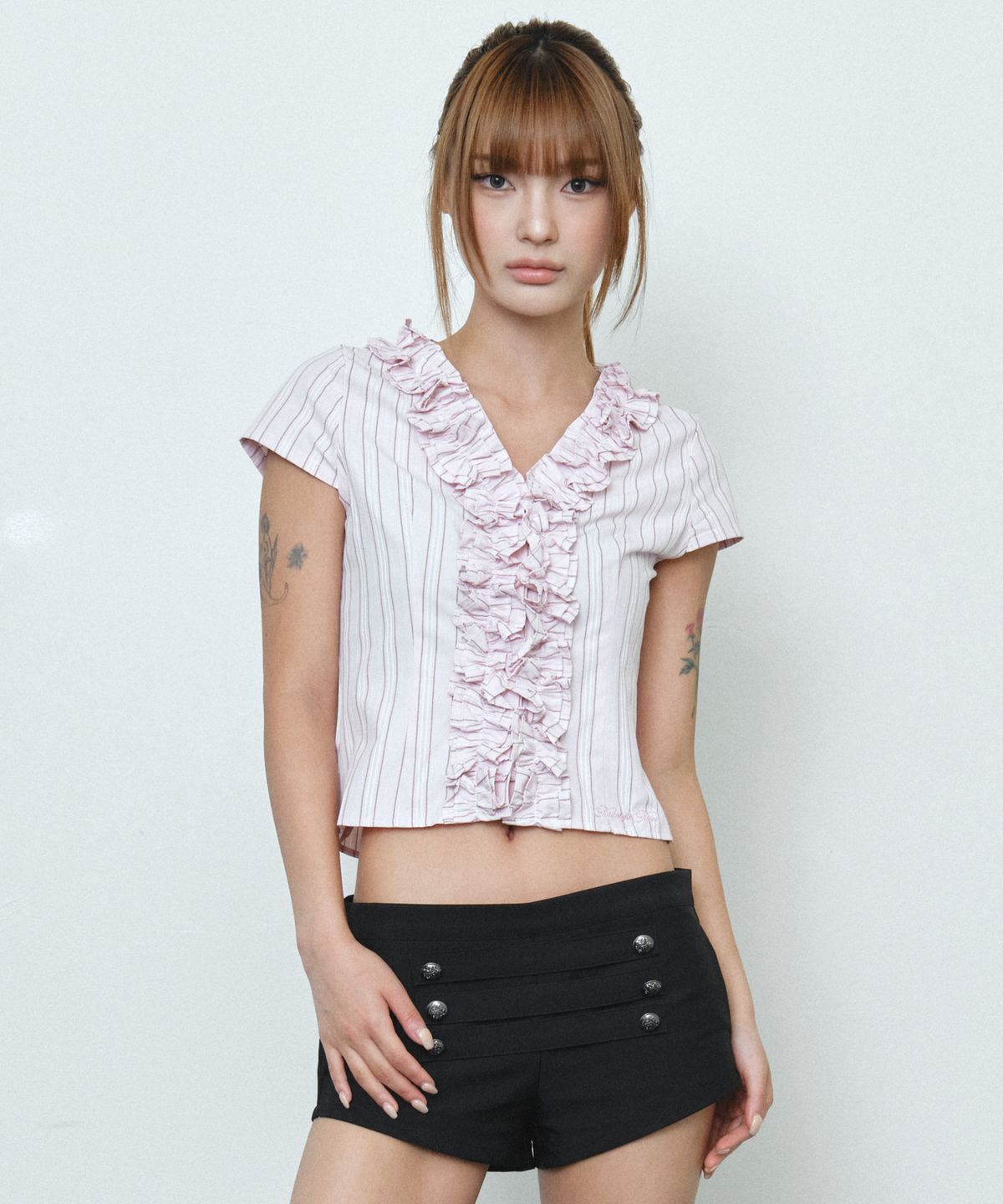 미드나잇 무브(MIDNIGHT MOVE) st frill shirt (pink)