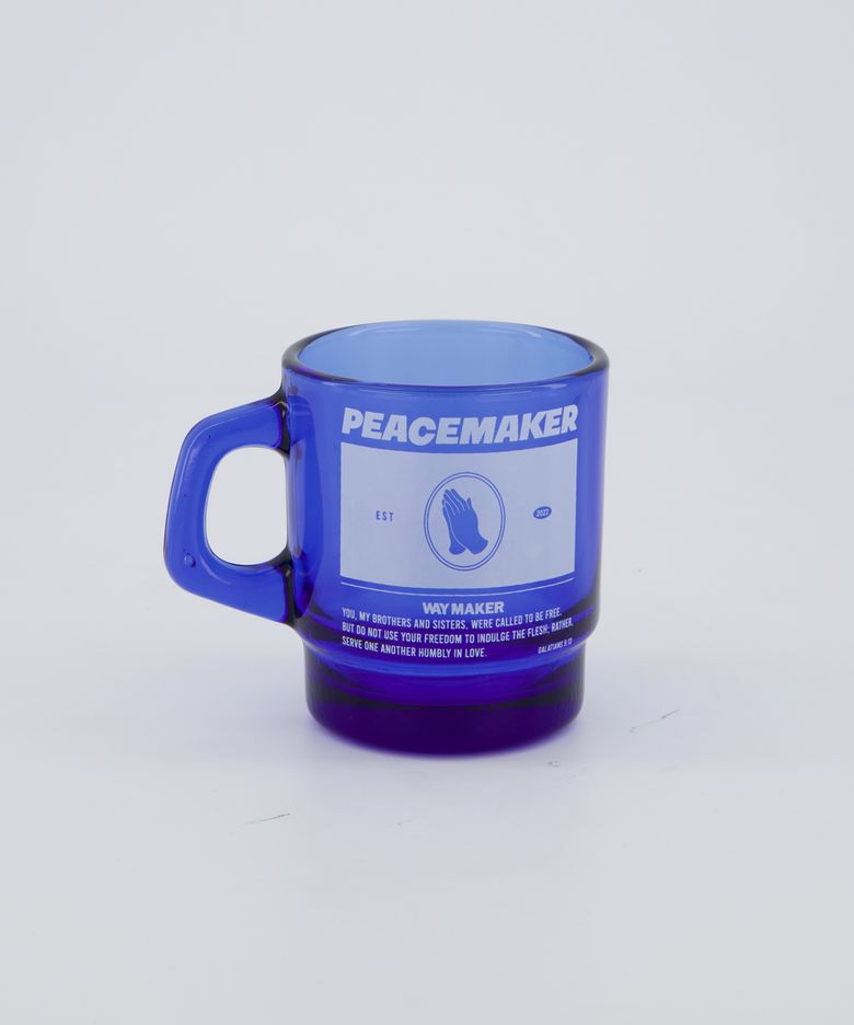 PEACEMAKER  MILK GLASS MUG_BLUE