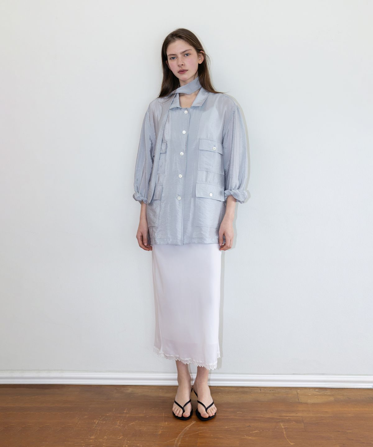 더 릴(THE LILLE) Safari Shirts Jacket_Skyblue