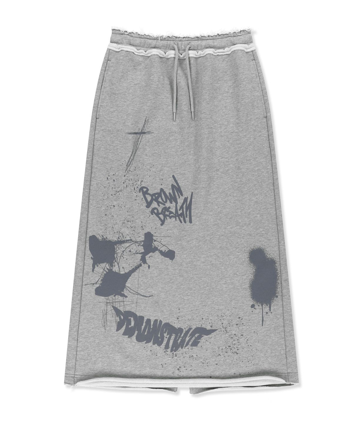 브라운브레스(BROWNBREATH) W GRAFFITI MAXI SKIRT - MELANGE GREY