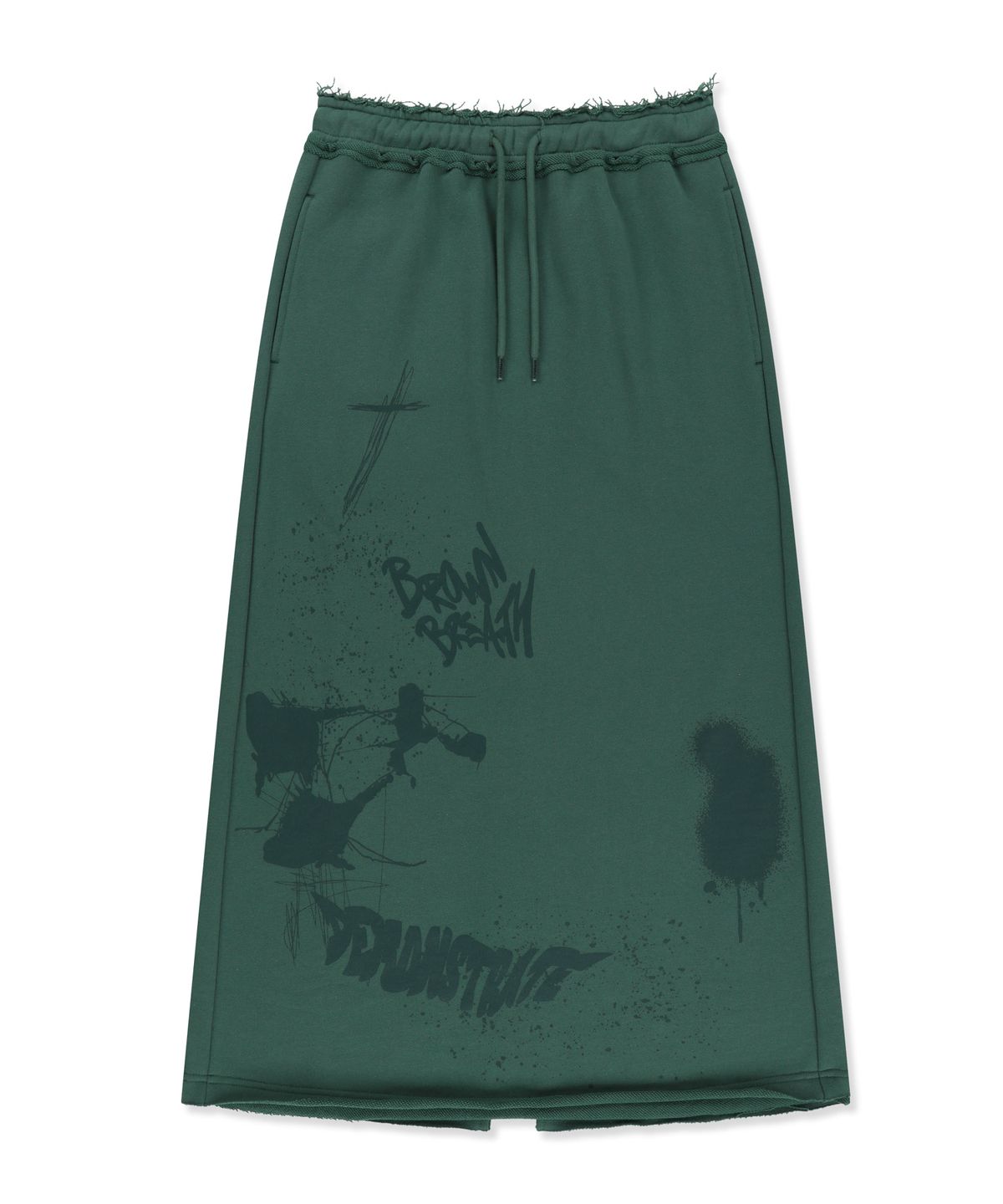브라운브레스(BROWNBREATH) W GRAFFITI MAXI SKIRT - BLUE GREEN