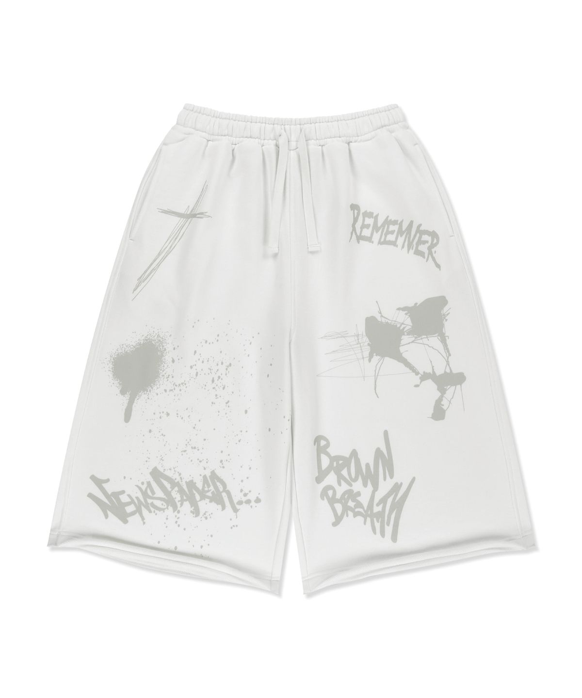 브라운브레스(BROWNBREATH) GRAFFITI SWEAT BERMUDA PANTS - WHITE