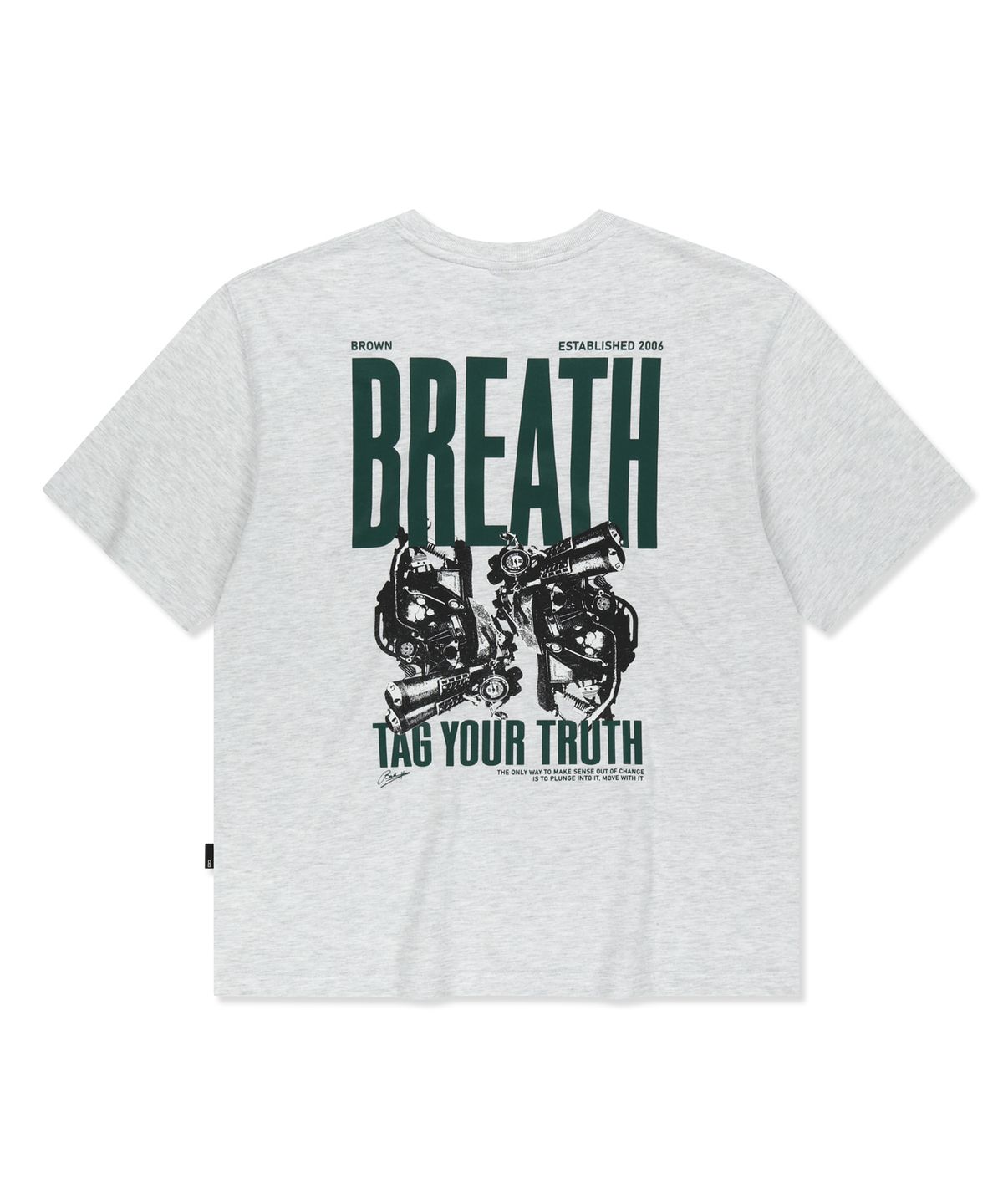 브라운브레스(BROWNBREATH) CRUSH TAG BREATH TEE - ASH
