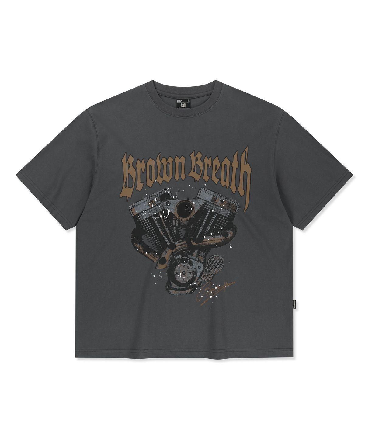 브라운브레스(BROWNBREATH) MOTOR GRAPHIC TEE - CHARCOAL