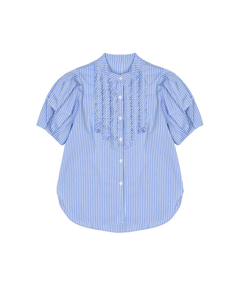 CHICO RUFFLE BLOUSE [BLUE]
