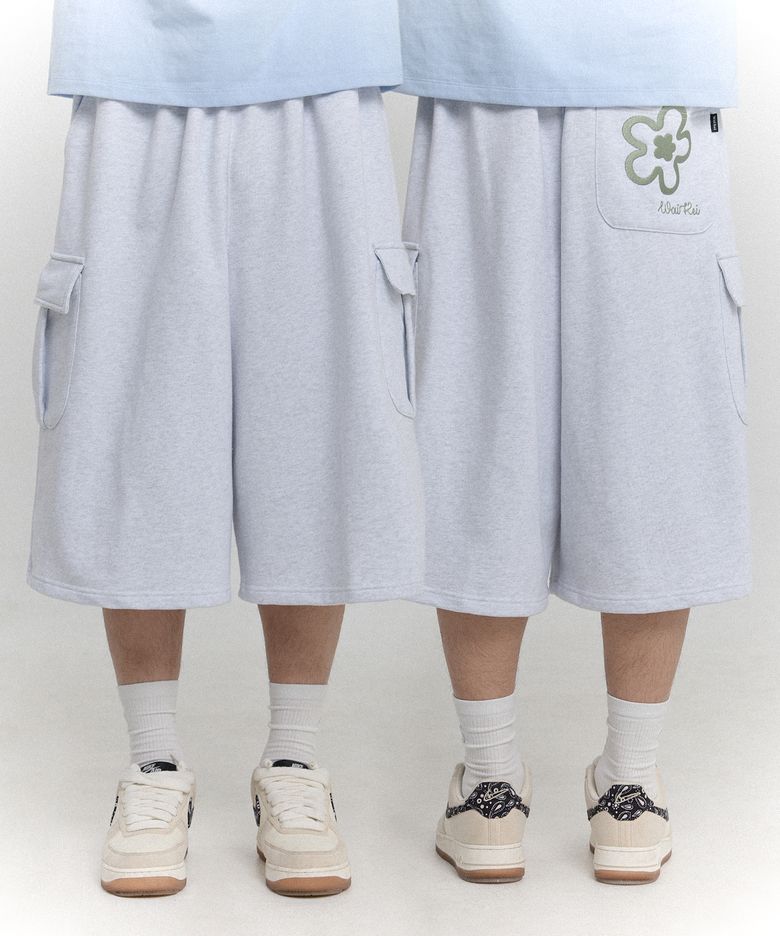 카고 버뮤다 스웨트팬츠 멜란지화이트