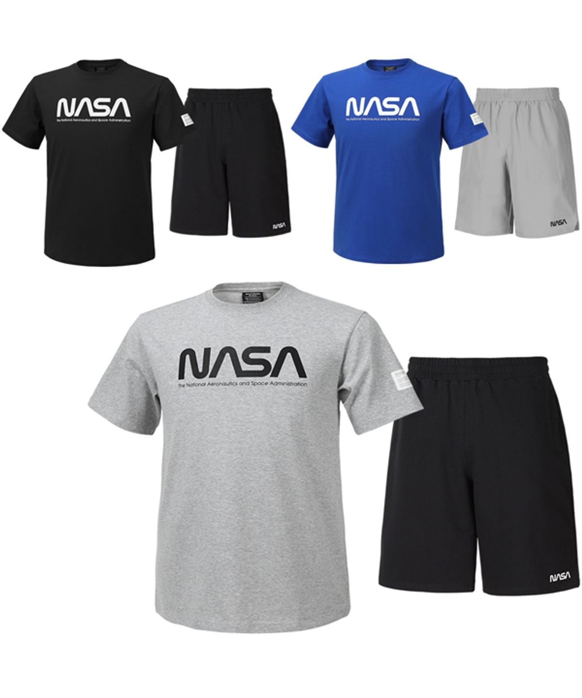 나사(NASA) NASA 남녀공용 면 라운드 반팔티+우븐 스판 반바지 상하세트 [3칼라]