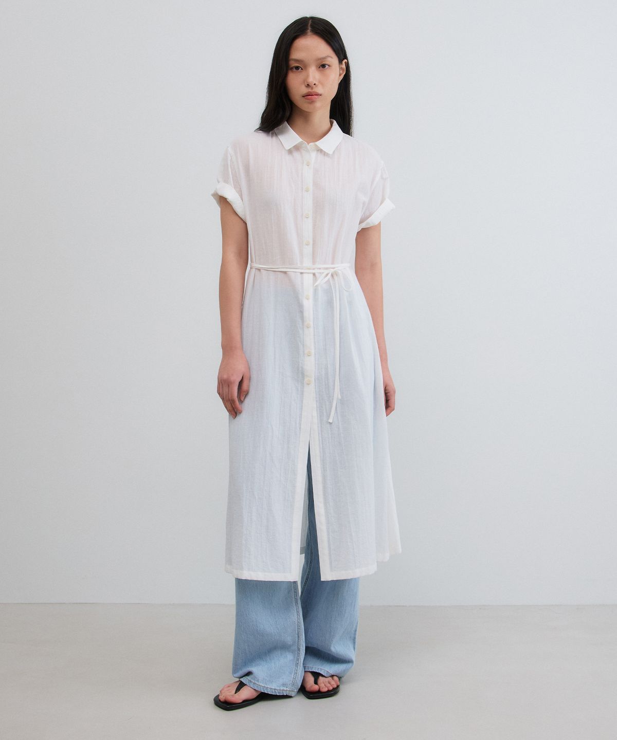망고매니플리즈(MANGO MANY PLEASE) SANDI SHIRT ONE PIECE_PURE IVORY