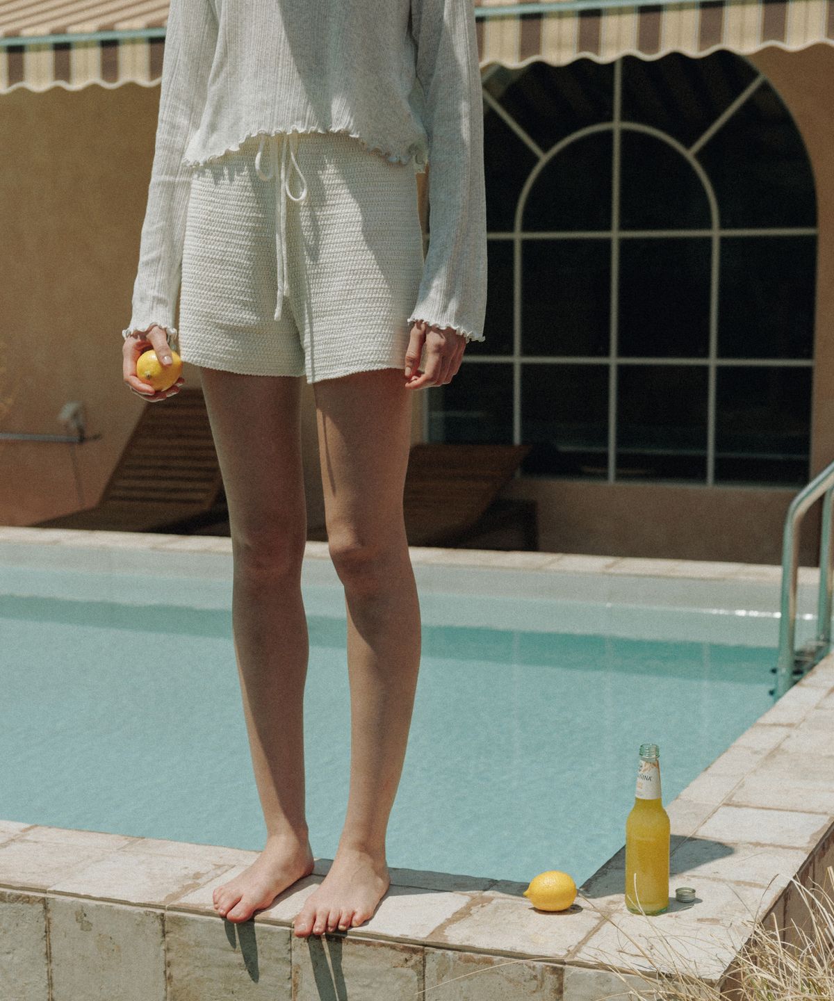 망고매니플리즈(MANGO MANY PLEASE) TITO KNIT SHORTS_PURE IVORY